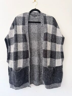 Banana Republic Buffalo Check Cotton Wool Mohair Blend Sweater Vest Fall Layer